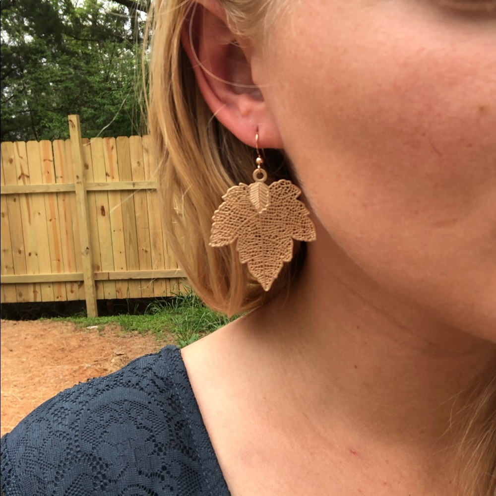 FREE when bundled! Gold Leaf Drop Earrings! - Picture 5 of 6
